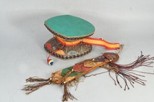 Hecho a Mano Tibetana Shiva Damaru Tambor - Cobre & Gema Tallado Folk Tántrico comprar usado  Enviando para Brazil