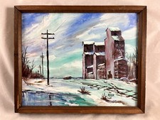 Paisagem de inverno silo de milho pintura a óleo assinada RAWDON emoldurada década de 1970 comprar usado Paisagem de inverno silo de milho pintura a óleo assinada RAWDON emoldurada década de 1970 comprar usado  Enviando para Brazil