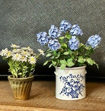 Casa de bonecas miniatura azul hortênsia plantador e margarida artesanal 1:12, usado comprar usado  Enviando para Brazil