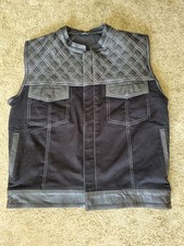 Leather denim waistcoat for sale  LEEDS