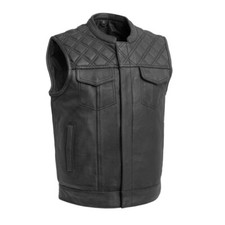 Colete de motociclista masculino preto couro genuíno jaqueta acolchoada sem mangas comprar usado  Enviando para Brazil