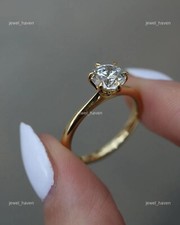 Joia anel solitário boho dia das mães ouro amarelo 14K diamante cultivado em laboratório redondo comprar usado  Enviando para Brazil