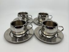 Conjunto de 4 xícaras e pires de café expresso de aço inoxidável Tramontina Demitasse inox 18/10 comprar usado  Enviando para Brazil