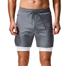 Bermuda de ginástica 2 em 1 nova moda masculina esporte fitness musculação treinamento corrida comprar usado  Enviando para Brazil