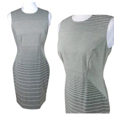 Usado, Vestido justo lisonjeiro Calvin Klein tamanho 4 listrado cinza sem mangas carreira escritório comprar usado  Enviando para Brazil