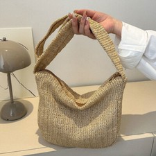 Bolsas de praia de verão moda bolsa de ombro tecida à mão para férias à beira-mar (caqui) comprar usado  Enviando para Brazil