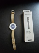 Smartwatch Pebble Time Round 38mm corpo de aço inoxidável pulseira de couro 14mm comprar usado  Enviando para Brazil