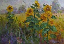 Pintura a óleo girassóis no campo Serdyuk B. Decoração original sem moldura nSerb588 comprar usado  Enviando para Brazil