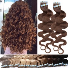 Fita Remy 150g cabeça cheia grossa em extensões de cabelo humano trama de pele marrom ondulado EUA comprar usado  Enviando para Brazil