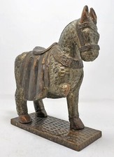Estatueta de cavalo de madeira antiga original antiga esculpida à mão em latão ajustada comprar usado  Enviando para Brazil