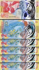 LOTE CONSECUTIVO DE 2 DÓLARES DEL CARIBE ORIENTAL 2023 2024, UNC 5 piezas, polímero P-61 segunda mano  Embacar hacia Mexico