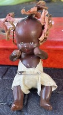 Fralda de pano antiga década de 1930 bisque articulada 4" boneca bebê preta pintada à mão Japão, usado comprar usado  Enviando para Brazil