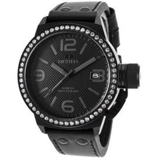 Relógio de quartzo masculino TW Steel Canteen 45mm triplo couro preto cristais TW912, usado comprar usado  Enviando para Brazil