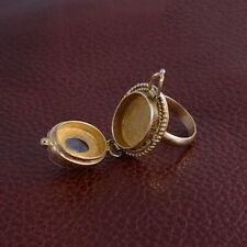Anel de veneno de pedra da lua. Anel de latão dourado, anel de caixa escondida, anel Hamade comprar usado  Enviando para Brazil