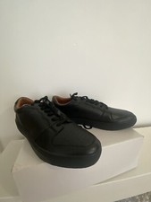 Black trainers leather for sale  LONDON