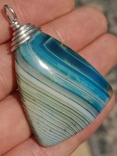 Blue onyx pendant for sale  LEEDS