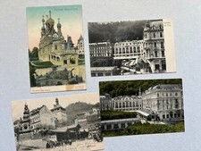 Karlsbad * Karlovy Vary * 4 AK * Cafe Pupp * Glasfabrik * Russische Kirche Gold comprar usado  Enviando para Brazil
