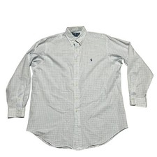 Usado, Ralph Lauren Shirt Mens 16 White Geometric Plaid Yarmouth Button Up Blue Pony comprar usado  Enviando para Brazil