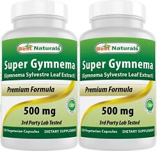 Pacote com 2 Melhor Naturals Super Gymnema Sylvestre 500 Mg CÁPSULAS VEGETARIANAS DE 120 comprar usado  Enviando para Brazil