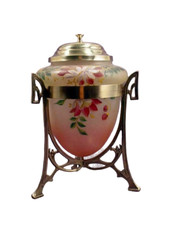 Deslumbrante Art Nouveau Antigo Frasco de Biscoito Esmaltado Linner Década de 1880 comprar usado  Enviando para Brazil