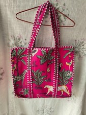 Bolsa de ombro feminina rosa animal estampa selva feita à mão algodão estampada comprar usado  Enviando para Brazil