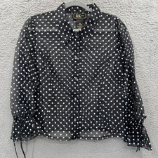 Blusa preta branca bolinhas semi-transparente botão para baixo LP coquette twee fofa kawaii comprar usado  Enviando para Brazil