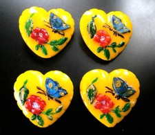 4 Botões De Vidro Tcheco #B715 - 23 Mm ou 7/8" - Borboleta Com Flor comprar usado  Enviando para Brazil