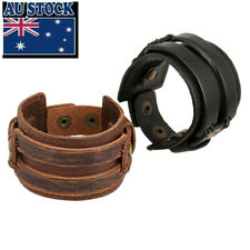 Homens Mulheres Punk Couro 4.5CM de largura Munhequeira Pulseira Pulseira Ajustável 25cm comprar usado  Enviando para Brazil