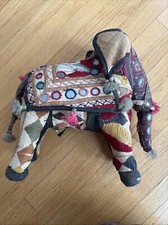 Tecido bordado vintage feito à mão Anglo Raj algodão recheado elefante Índia comprar usado  Enviando para Brazil