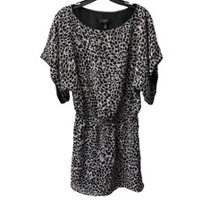 Mini vestido pequeno Jessica Simpson preto leopardo manga dolman blusa novo sem etiquetas comprar usado  Enviando para Brazil