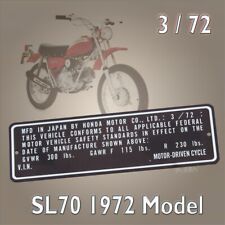 Placa de quadro personalizada Honda SL70 1972 3/72, número de chassi elevado, mais informações abaixo comprar usado  Enviando para Brazil