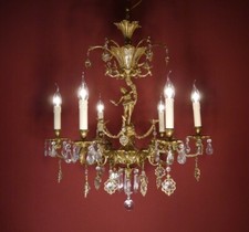 Usado, LÂMPADA ANTIGA VINTAGE BAILARINA CRISTAL VIDRO LATÃO 6 LUZES FRANCESA Ø 26" comprar usado  Enviando para Brazil