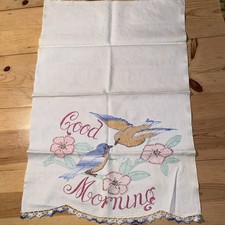 Capa de linho vintage bordada para cadeira Good Morning comprar usado  Enviando para Brazil