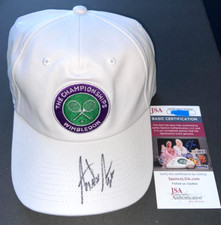 CHAPÉU DE TÊNIS WIMBLEDON ASSINADO POR ANDRE AGASSI AUSTRALIANO EUA OLIMPÍADAS ABERTAS OURO JSA comprar usado  Enviando para Brazil