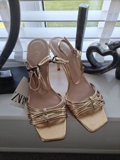 Zara gold sandals for sale  SWINDON