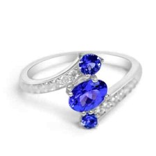 Usado, Tanzanite Fidanzamento Promessa Anello, Solitario Ring-Sterling Anello Argento comprar usado  Enviando para Brazil