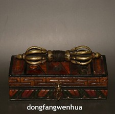 Suporte de adaga 8" budismo tibetano bronze Phurba Dorje Vajra sino e suporte caixa S06 comprar usado  Enviando para Brazil