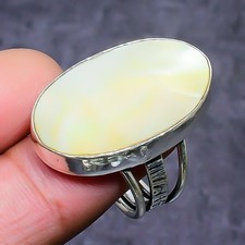 Anel de prata esterlina 925 feito à mão com pedra preciosa de madrepérola tamanho 6,5 n079, usado comprar usado  Enviando para Brazil