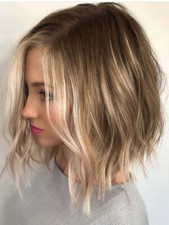 Usado, Perucas femininas curtas Bob Ash cabelo humano loiro frente de renda natural Balayage comprar usado  Enviando para Brazil