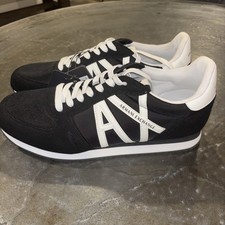 Tênis Armani Exchange em camurça ecológica, malha e nylon preto branco tamanho EUA 12 NOVO comprar usado  Enviando para Brazil