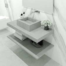 Bancada Reta Siena em Margres com lavatório de Pousar no mesmo material comprar usado  Enviando para Brazil