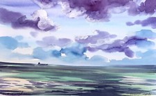 Usado, Pintura em aquarela silêncio do mar grama sem moldura arte decorativa original nAAA3376 comprar usado  Enviando para Brazil