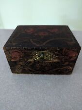 Antiga 1905 Art Deco Flamenga Arte Pirografia Joia Cômoda Caixa de Bugigangas Assinada comprar usado  Enviando para Brazil