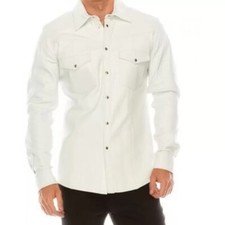 Camisa de motociclista masculina de couro de cordeiro branca genuína macia manga completa comprar usado  Enviando para Brazil
