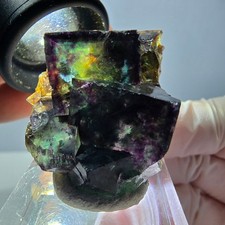 Amostra de cubo de fluorita fantasma, verde em parquet roxo Okorusu, Namíbia, usado comprar usado  Enviando para Brazil