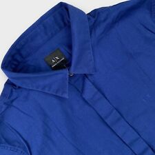 Camisa masculina Armani Exchange grande azul fina elástica frente mosca logotipo bordado comprar usado  Enviando para Brazil