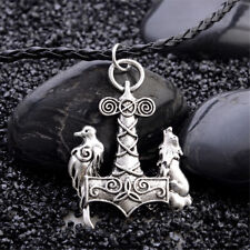 Colar de corrente masculino nórdico viking mjolnir prata ouro pingente lobos corvos quente comprar usado  Enviando para Brazil