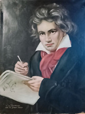 Pintura a óleo antiga original Beethoven, retrato, escrita assinada comprar usado  Enviando para Brazil