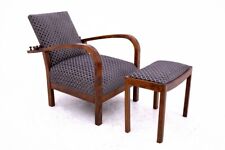 Fotel art deco z regulowanym oparciem i podnóżkiem, Polska, lata 30. na sprzedaż  PL