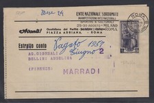 Historia Postal Extracto Cuenta Regresiva 3 7 1957 Lira 1 Italia Trabajo segunda mano  Embacar hacia Mexico